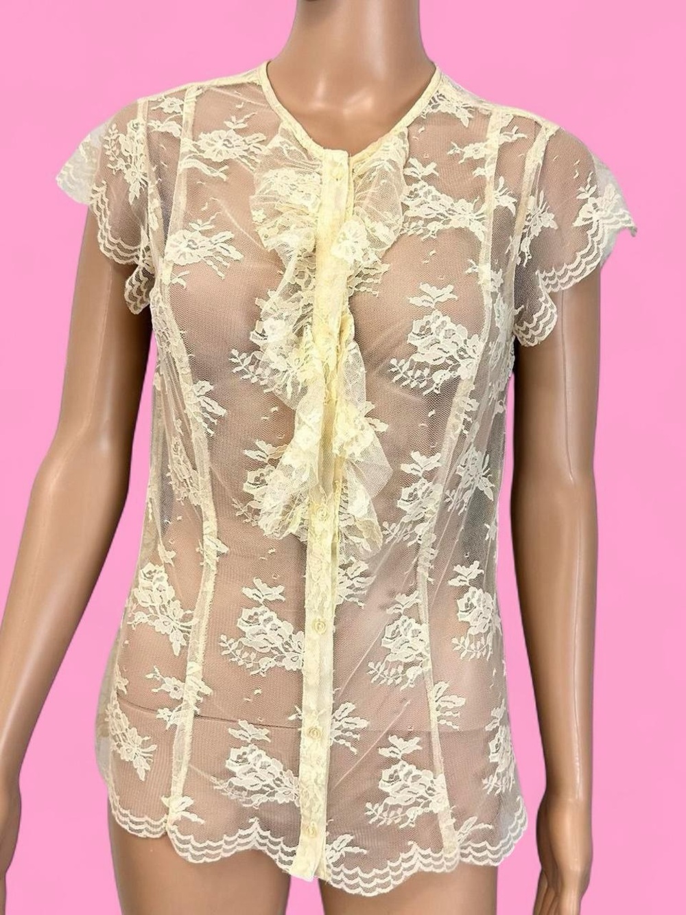 Vintage WD NY lace off white button up blouse